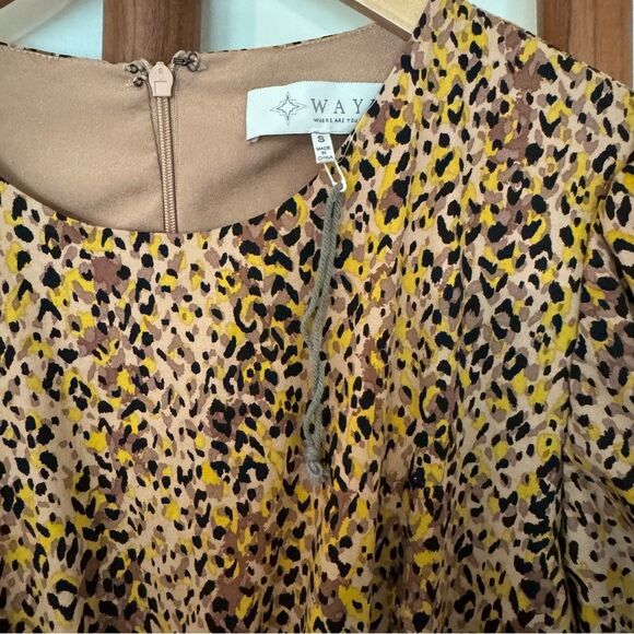 WAYF Plaza Cutout Tiered Maxi Dress Puff Sleeve Animal Cheetah Brown Color Small - Picture 4 of 13